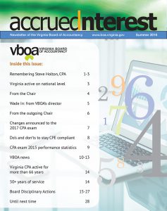 Bulletin d'information d'été 2016