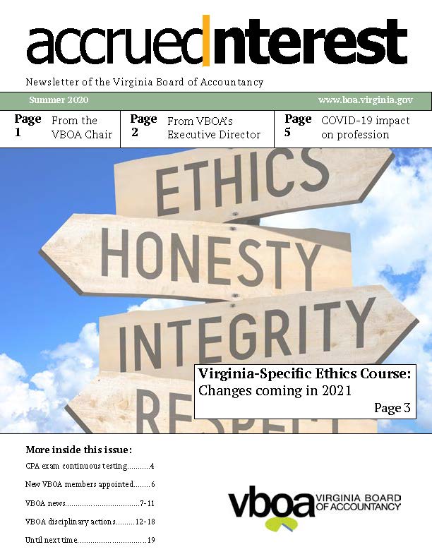 Lettre d'information de l'été 2020